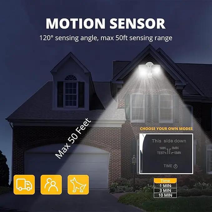 UME 19W LED Flood Light Motion Sensor Outdoor, 2 Adjustable Head, 2000LM, 5000K, IP65 Waterproof, Dusk to Dawn Security Light with Photocell for Exterior,Outside,Garage,House(Black) by GreenHaven Gardens