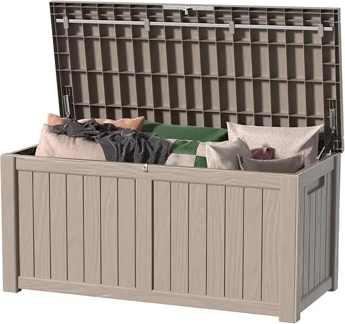 DRATO 120 Gallon Large Deck Box, Outdoor Storage Box for Patio Furniture, Patio Cushions, Gardening Tools, Pool Supplies,660lbs Weight Capacity,Waterproof Resin Storage Boxes by GreenHaven Gardens