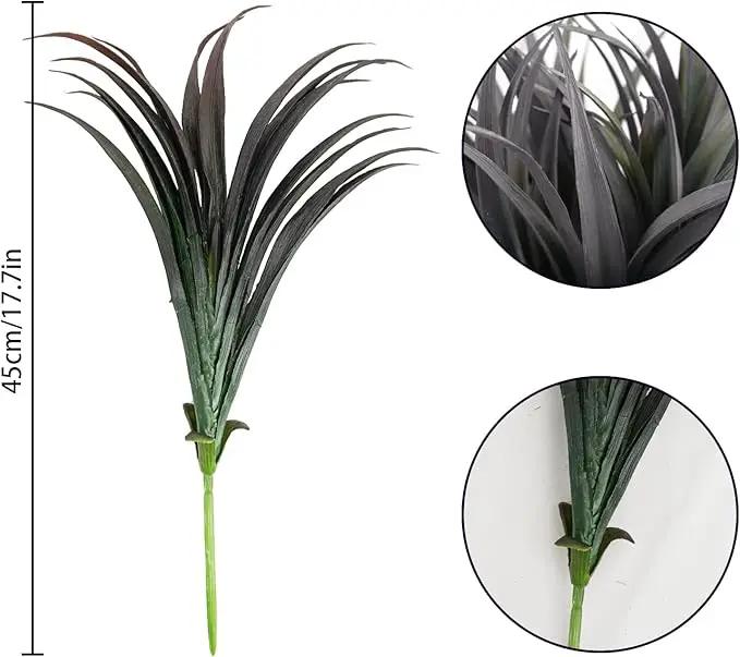 16Pcs Artificial Grass Fake Plants 17.3in Outdoor Plants UV Resistant Faux Greenery Stems Fake Grass for Home Window Garden Office Patio Pathway Front Porch Décor Green & Black by GreenHaven Gardens