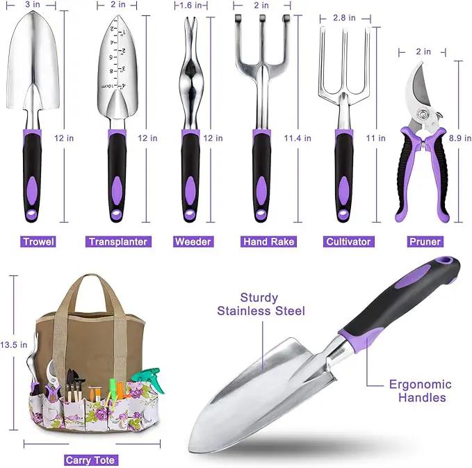 Garden Tools Set 83 Piece, Succulent Tools Set Included, Heavy Duty Aluminum Gardening Tools for Gardening, Non-Slip Ergonomic Handle, Durable Storage Tote Bag, Gifts for Men Women by GreenHaven Gardens