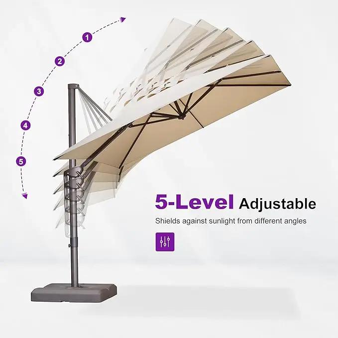 PURPLE LEAF 10 Feet Patio Cantilever Umbrella Square Outdoor Umbrella with 360° Rotation and Aluminum Offset Hanging for Garden Backyard Pool, Beige by GreenHaven Gardens