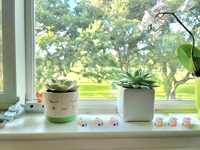 DoubleWood Mini Cow Figurines Set, 90 Pieces, Resin Mini Animals Decorations for Fairy Gardens and Miniature Landscapes (90, White) by GreenHaven Gardens