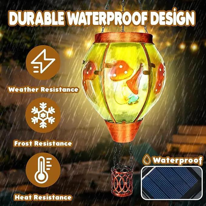 Solar Hot Air Balloon Lantern with Flame， Outdoor Solar Lanterns for Outside Garden Yard Farmhouse Patio Pathway Decoration, Gifts for Women Grandma Mom - Style A by GreenHaven Gardens