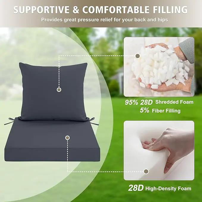 Outdoor Chair Cushions, Waterproof Outdoor Cushions for Patio Furniture w/Fade-Resistant, Removable & Machine-Washable Covers, 19x19 Inch, Ideal for Seat in Gardens/Porch – Set of 1/2/4, Dark Grey by GreenHaven Gardens