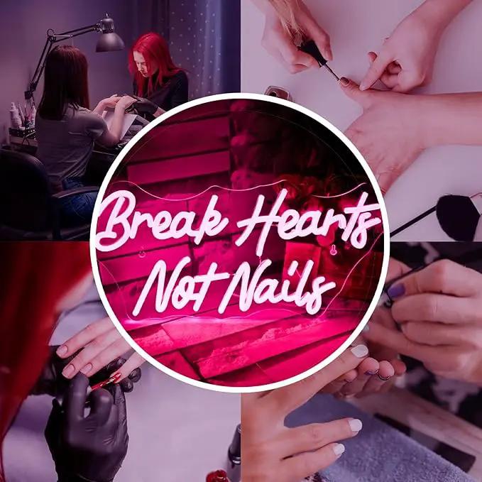 Break Heart Not Nails Neon Sign for Wall Decor,Neon Light Pink LED Neon Light for Bedroom Nails Salon Beauty Room Shop Decoration Gift by GreenHaven Gardens