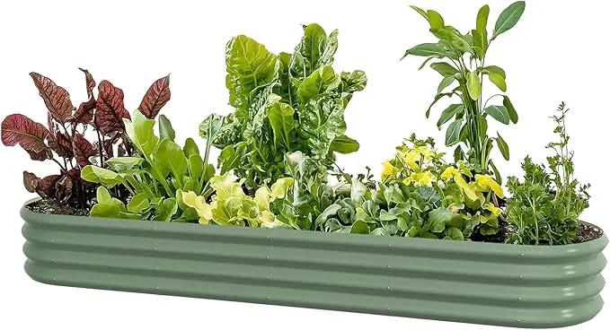8x2x1ft Oval Galvanized Raised Garden Bed Outdoor 9-in-1 Large Metal Modular Planter Box Raised Beds for Gardening,Vegetables,Fruits,Flowers & Herbs (Green) by GreenHaven Gardens