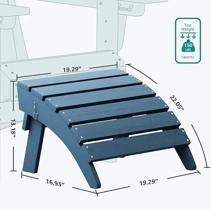 SERWALL Folding Adirondack Chair Footrest Set of 2, Adirondack Ottomans Without Assembly, Blue by GreenHaven Gardens