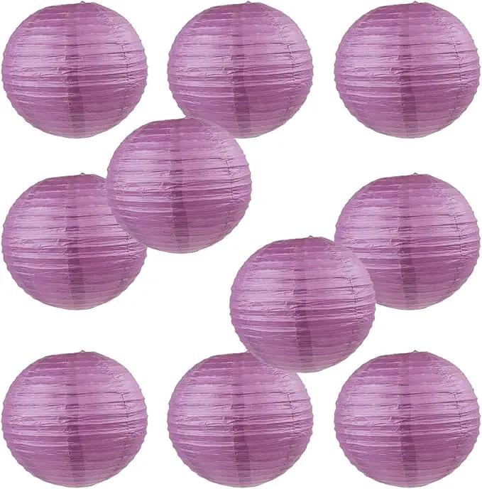 WYZworks - Round Paper Lanterns 10 Pack (Purple Plum, 10") - Hanging Paper Lanterns Lamp for Wedding, Birthday, Party and Home Decorations with 8", 10", 12", 16" Option by GreenHaven Gardens