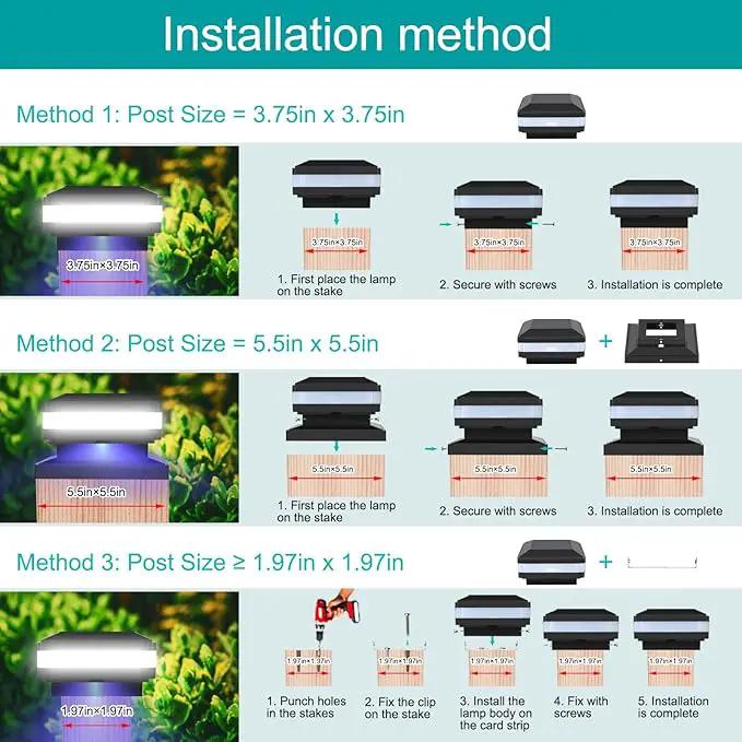 Sumaote Solar Post Lights 160LM 52 LED - 6x6 Posts Solar Light Outdoor Fence Deck Post Cap Lights fit 4x4 5x5 6x6 Wood Posts, IP65 Waterproof for Garden Porch Patio, 6000K White Lighting, 2 Pack by GreenHaven Gardens