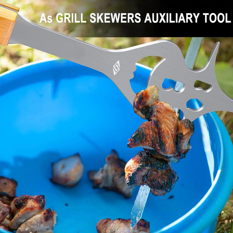 BBQ Grill Accessories for Gas Grill Charcoal Grill, 6 in 1 Grill Tools for Outdoor Barbecue Grill, 14 Inch Grill Utensils, Unique Gill Fork, Dad Gifts, Father's Day Gifts, Gifts for Men, Dad, Husband by GreenHaven Gardens
