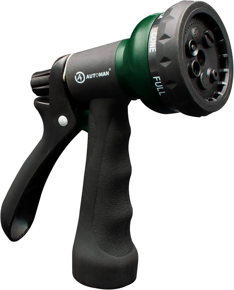 AUTOMAN-Garden-Hose-Nozzle, ABS Water Spray Nozzle with 7 Adjustable Watering Patterns, Slip Resistant for Watering Plants, Lawn& Garden, Washing Cars, Cleaning, Showering Pets & Outdoor Fun. by GreenHaven Gardens