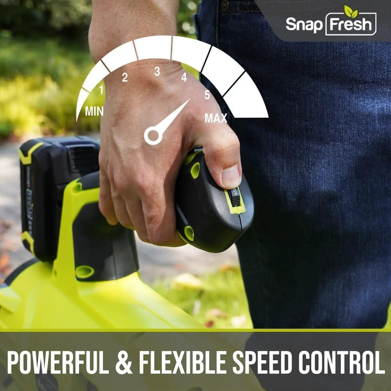 SnapFresh Cordless Leaf Blower - 550CFM Electric Leaf Blower Cordless with 2 x 4.0 Ah Battery and Fast Charger - 20V Lightweight Leaf Blower for Yard and Garden, Battery Operated Blower for Lawn Care by GreenHaven Gardens
