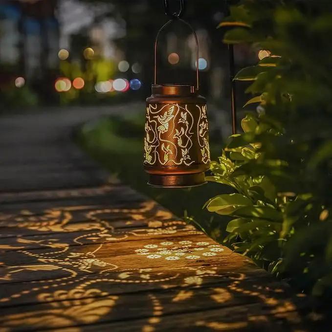 Solar Hummingbird Lanterns Outdoor Hanging Decor Lantern,Waterproof Hollow Out Metal Decorative Garden Light,Graceful Decoration for Patio,Yard,Landscape,Walkway,Festival by GreenHaven Gardens