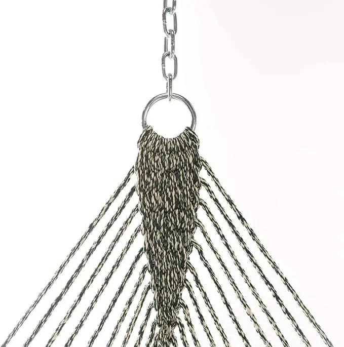 Hatteras Hammocks Deluxe Green Oatmeal Heirloom Tweed DuraCord Rope Hammock – 13 ft. x 60 in., 2-Person, 450 lb Capacity, Cumaru Spreader Bar, Zinc-Plated Hardware – Handcrafted in The USA by GreenHaven Gardens