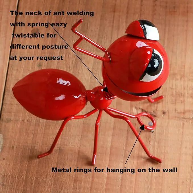 Metal Yard Art Garden Decorative Cute Ant Outdoor Wall Sculptures-Set of 4 by GreenHaven Gardens