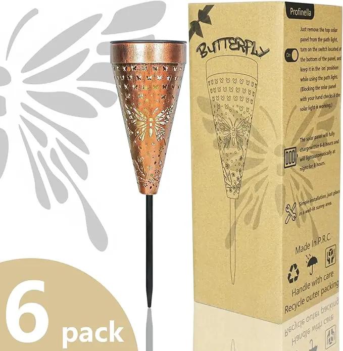 6-Pack Butterfly Outdoor Decor Solar Pathway Lights, Metal Landscape Lighting for Garden, Lawn, Yard, Patio, Backyard, Pathway, Walkway – gifts for Mother, Women, Men, Grandmother, Grandfather by GreenHaven Gardens