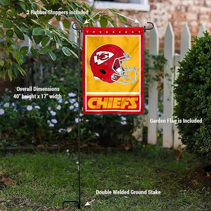 WinCraft Kansas City Chiefs Football Garden Flag and Pole Stand Holder by GreenHaven Gardens