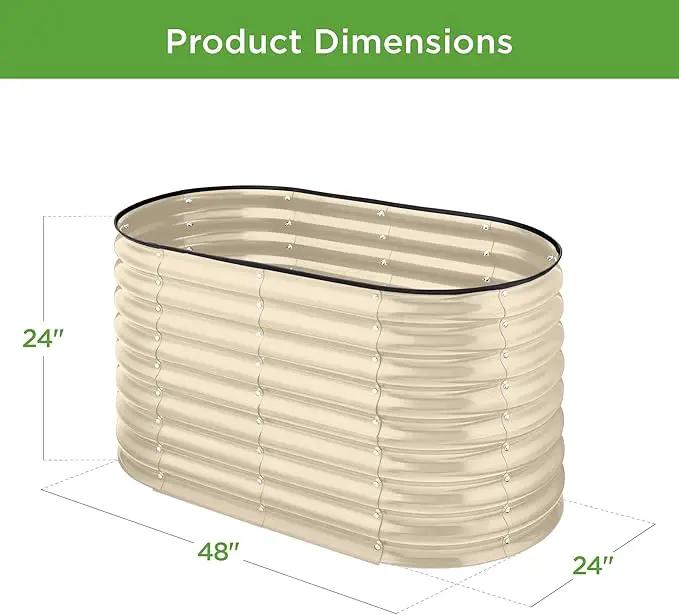 Best Choice Products 4x2x2ft Outdoor Metal Raised Garden Bed, Oval Deep Root Planter Box for Vegetables, Flowers, Herbs, and Succulents w/ 101 Gallon Capacity, Rubber Edge Guard - Beige by GreenHaven Gardens