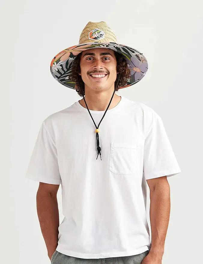 Straw Hat for Men & Women | Lifeguard Hat, Beach Hat & Sun Hat | UPF 50+ Wide Brim for Sun Protection | One Size | Hemlock by GreenHaven Gardens