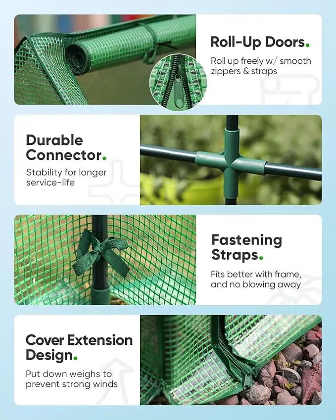 Quictent Portable Mini Cloche Greenhouse w/ Elevated Bottom, Large U-Shaped Zipper Mesh Door & 2 Side Screen Window Waterproof UV-Resistant Hot House for Indoor Outdoor, 95" x 36" x 36" (Green) by GreenHaven Gardens