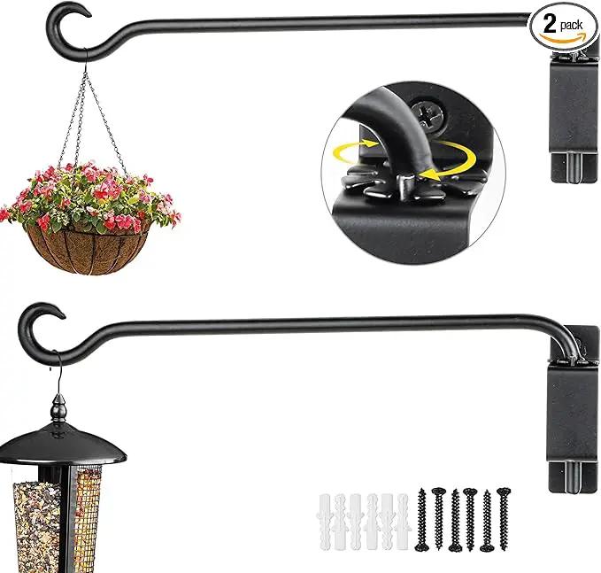 AJART Swivel Hanging Plant Bracket: Outdoor Bird Feeder Hangers for Indoor Wall Mount 16 Inch - 2 Pieces Hummingbird Feeder Hook for Flower Basket by GreenHaven Gardens