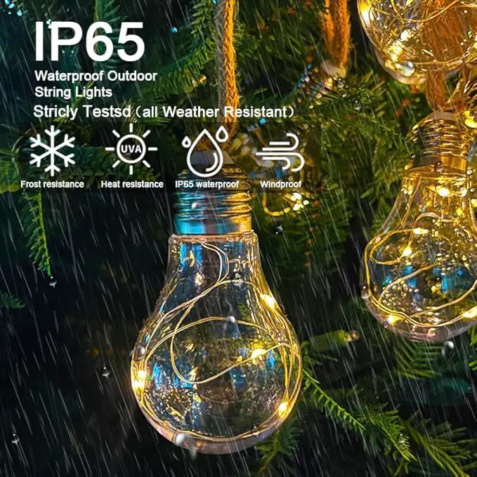 30FT Solar String Lights Outdoor Waterproof with Remote, 20 Edison Shatterproof Bulbs String Lights for Outside, Hemp Rope Solar Powered Lights with 8 Modes for Fence Tree Cafe Bistro Party by GreenHaven Gardens