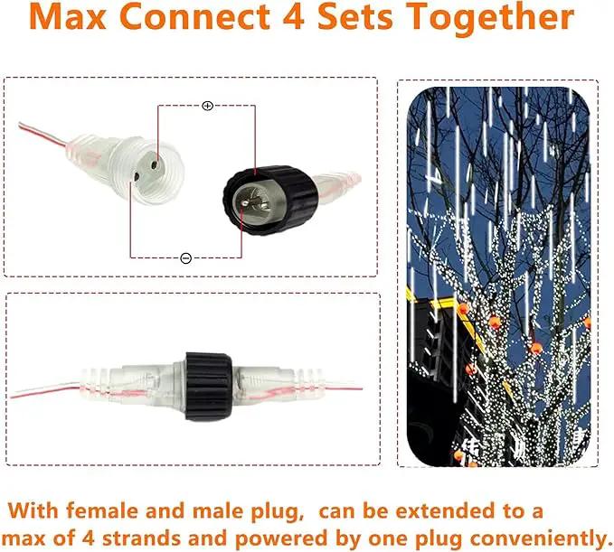 2-Pack Christmas Decorations Lights Outdoor, Total 384LED Meteor Shower Lights Rain Drop Light 30cm 16 Tubes Indoor Outdoor Snow Cascading String Light for Xmas Tree Roof Party Garden (Cool White) by GreenHaven Gardens