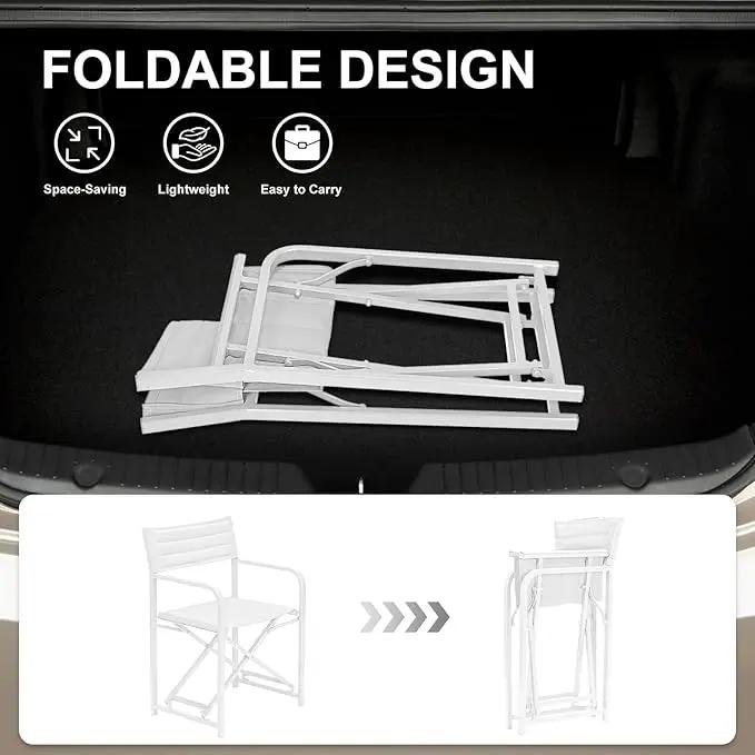 Aoodor Patio 34" Director's Chairs Set of 4, Outdoor Portable Bar Height Seating with Folding Aluminum Frame, 225 lbs Capacity, Perfect for Camping, Fishing, Picnic by GreenHaven Gardens