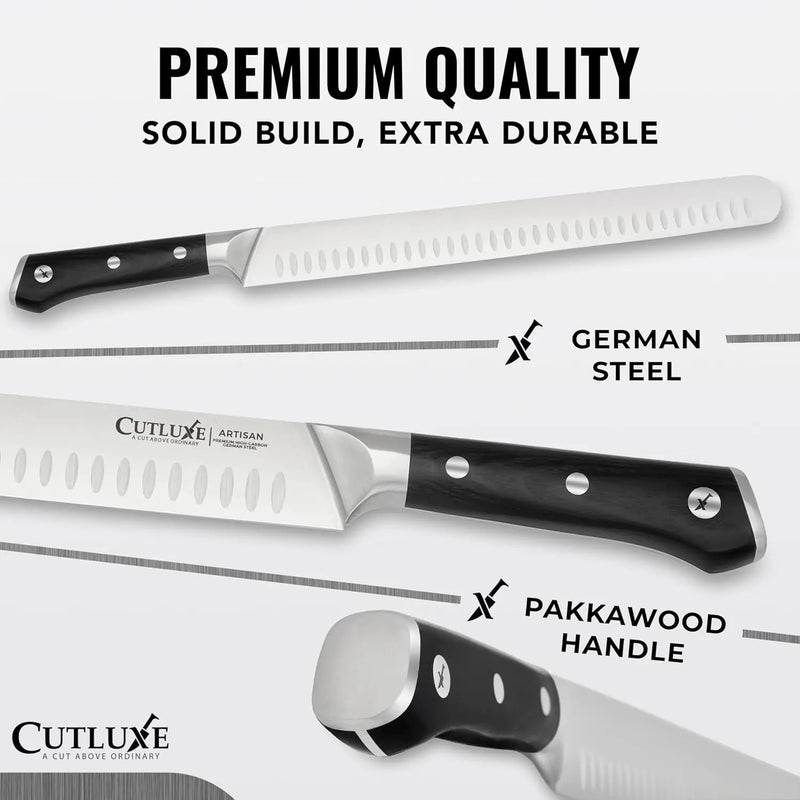 Cutluxe Butcher Knife Set – BBQ Brisket, Breaking & Boning Knife – Slicing Carving Knife Set for Meat Cutting, Ultra Sharp German Steel, Full Tang, Ergonomic Handles – Artisan Series by GreenHaven Gardens