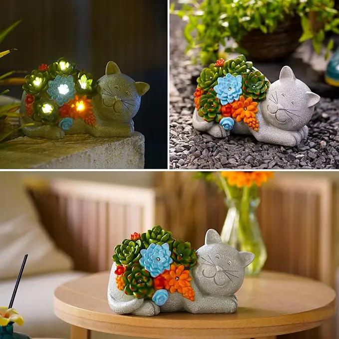 Garden Outdoor Decor Statues: Figurine with Solar Light Decorations Ornaments Patio Art Balcony - Birthday Gifts for mom Grandma Women by GreenHaven Gardens