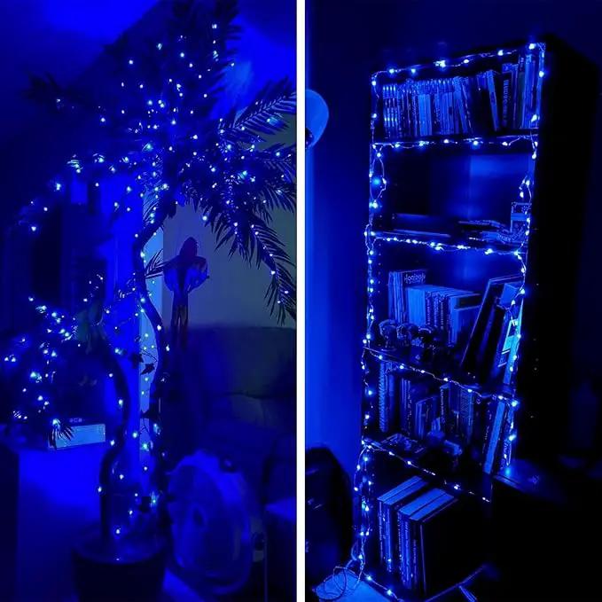 RUICHEN Blue Dimmable Fairy Lights Plug in, Super Long 165 Ft 500 LED Twinkle String Lights with Remote, Waterproof Silver Wire Firefly Lights for Christmas Wedding Party Bedroom Patio Garden by GreenHaven Gardens