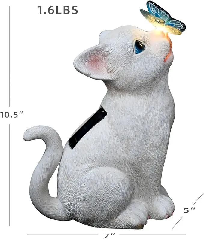 Cat Garden Figurines Outdoor Decor Solar Statue with LED Lights for Patio Lawn Yard Art Decoration Housewarming Garden Gift by GreenHaven Gardens
