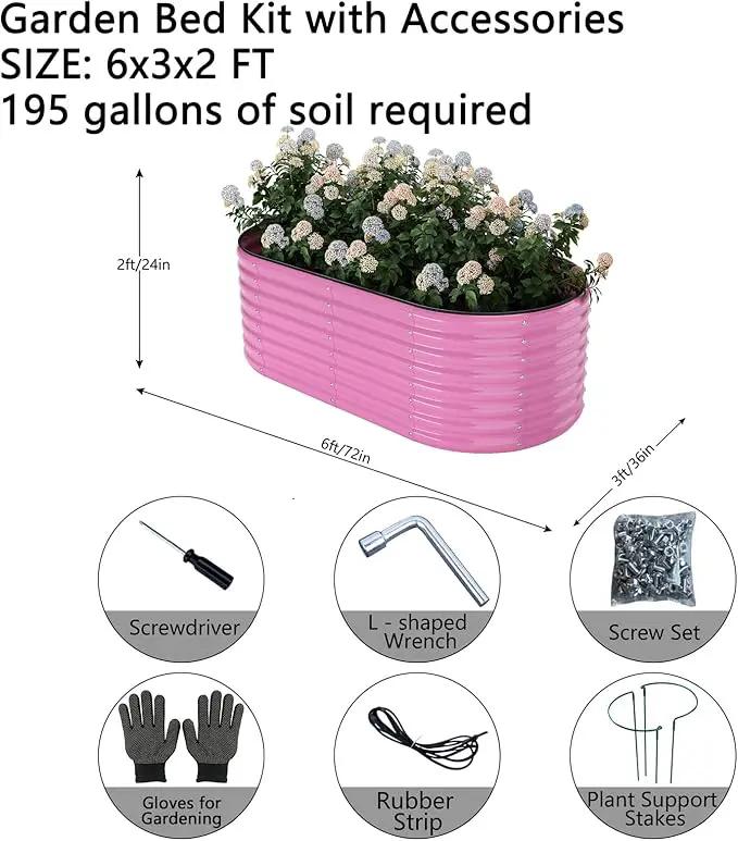 Galvanized Metal Planter Raised Garden Bed Kit for Gardening Outdoor，6x3x2ft Planter Grow Garden Box Raised Flower Bed，Long Vegetable Clearance Herb Raised Garden Beds for Container Gardening by GreenHaven Gardens