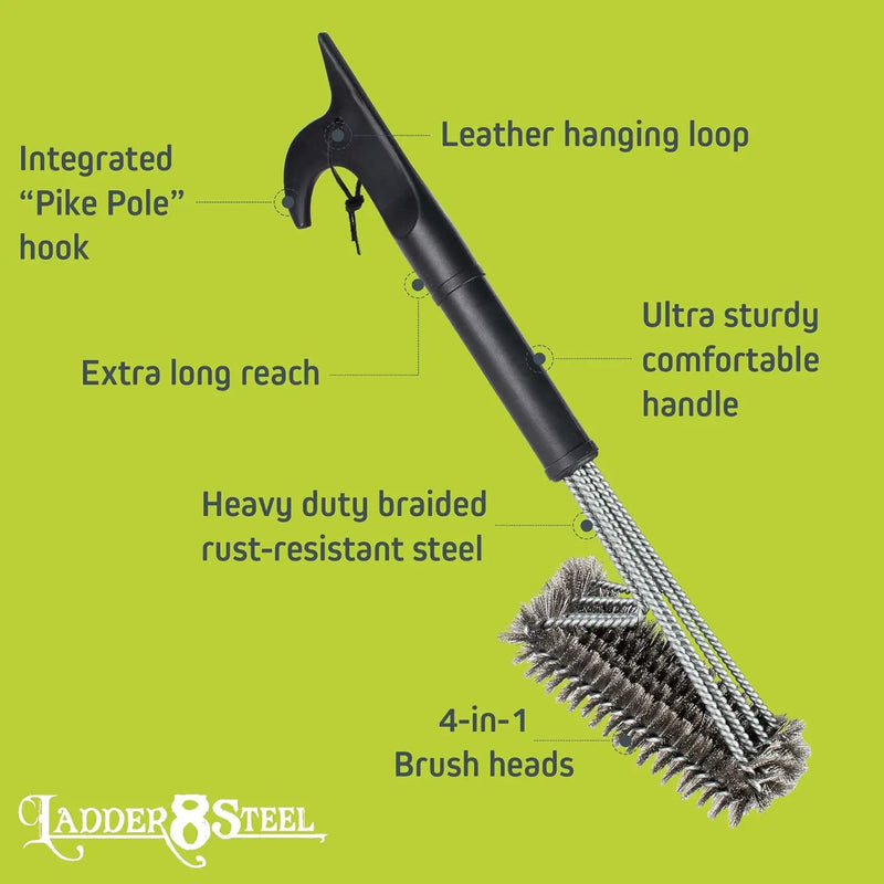 Heavy Duty Grill Brush for Outdoor Grill – Safe Grill Brush Designed by Firefighter | Barbecue Grill Brush & BBQ Brushes for Grill Cleaner | Durable & Safe for All Grates by GreenHaven Gardens