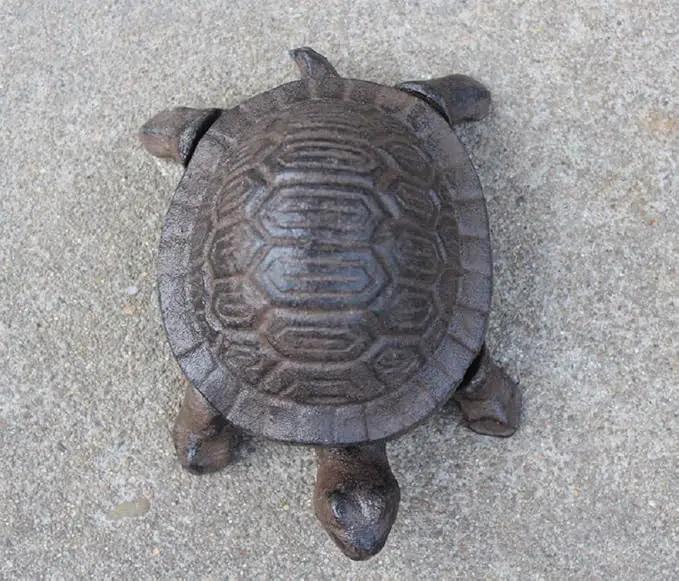 Garden Decoration Turtle Cast Iron Key Hider Stone Diversion Safe Key Outside Hider Hide-A-Key Holder Safely Hiding Your Spare Keys for Outdoor Garden or Yard, Geocaching by GreenHaven Gardens