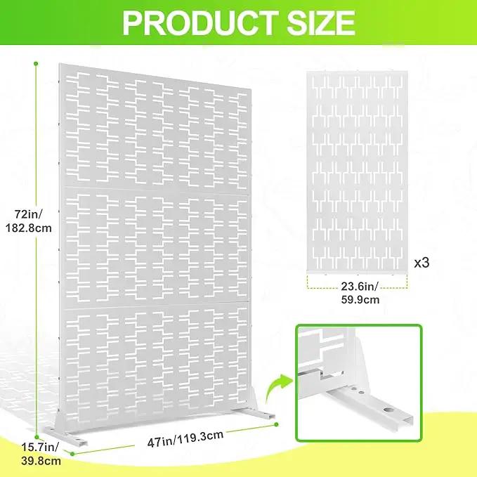 Outdoor Privacy Screen,72" H×47" W Metal Privacy Screen, Freestanding Privacy Fence Panels for Patio by GreenHaven Gardens