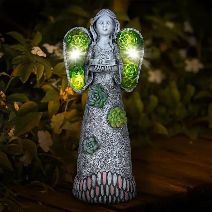 Garden Angels Statue-Solar Angel Statues Cemetery Decoration- Outdoor Memorial Pray Angels Figurine for Patio Lawn Yard Porch Decorations,10.24 Inches by GreenHaven Gardens