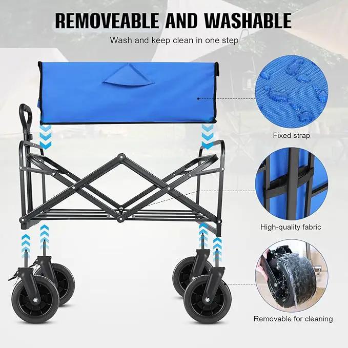 Beach Wagon with Big Wheels for Sand,Collapsible Folding All Terrain Utility Wagons Carts Foldable with Brakes for Sand Camping Sports Outdoor. by GreenHaven Gardens