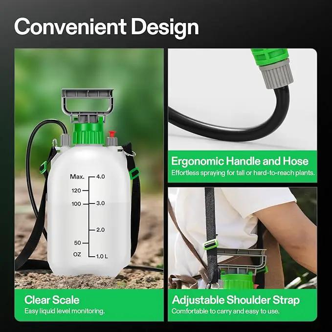 VIVOSUN Pump Sprayer 1 Gallon, Portable Water Spray Bottle in Lawn and Garden Yard, Weed Sprayer for Plants with 3 Nozzles, Adjustable Shoulder Strap, Pressure Relief Valve by GreenHaven Gardens
