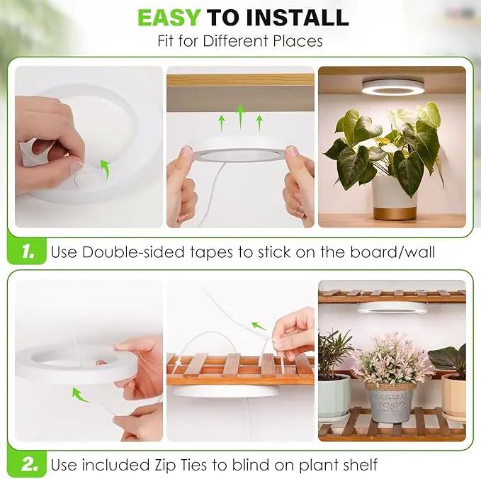 LORDEM 6.3” Ceiling Grow Light for Indoor Plants, 72 LEDs Full Spectrum Halo Plant Light, Under Cabinet Growing Lamp with 4/8/12H Auto Switch, 4 Dimmable Brightness Levels, Ideal for Pot Plants by GreenHaven Gardens
