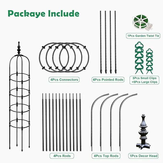 Trellis for Climbing Plants Outdoor 1Pcs Garden Obelisk, Metal Pipe Tomato Cage Cucumber Rose Flower Vegetable Grape Round Vine Tall Plants Trellis,Plants Support Stakes Potted Garden Tower Indoor by GreenHaven Gardens