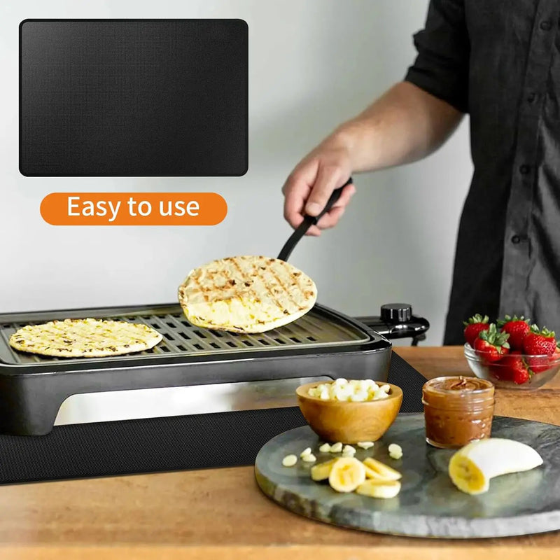 Heat Resistant Grill Mat, 25 x 20 inches Double-sided fireproof and waterproof BBQ protection mat Multi-Purpose for Grills Pizza Ovens Smokers Black by GreenHaven Gardens
