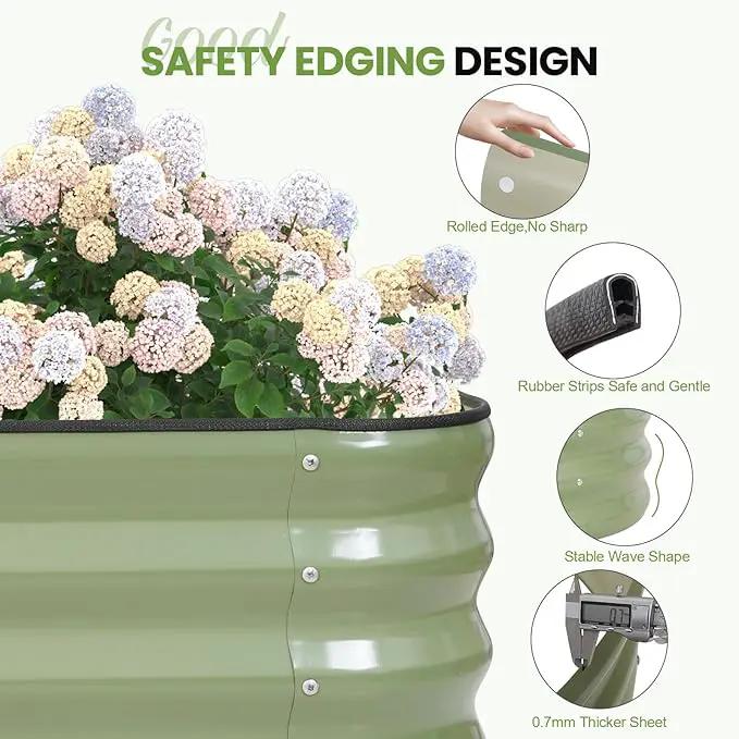 G GOOD GAIN 4-in-1 Adjustable Raised Garden Bed Kit | Galvanized Planter Boxes for Vegetables, Flowers | 12" Tall, Multiple Sizes (5x3x1ft, 4x4x1ft, 6x2x1ft, 7x1x1ft) | Outdoor Metal Raised Bed, Green by GreenHaven Gardens