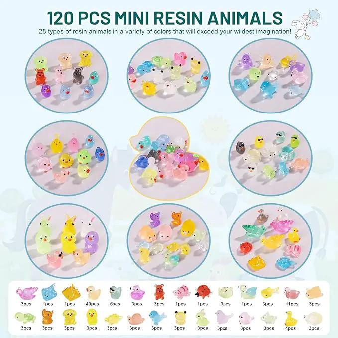 Tiny Resin Animals Figures to Hide 120 Pcs Mini Resin Animals Bulk for Miniature Fairy Garden Accessories Micro Landscape Aquarium Potted Decoration by GreenHaven Gardens