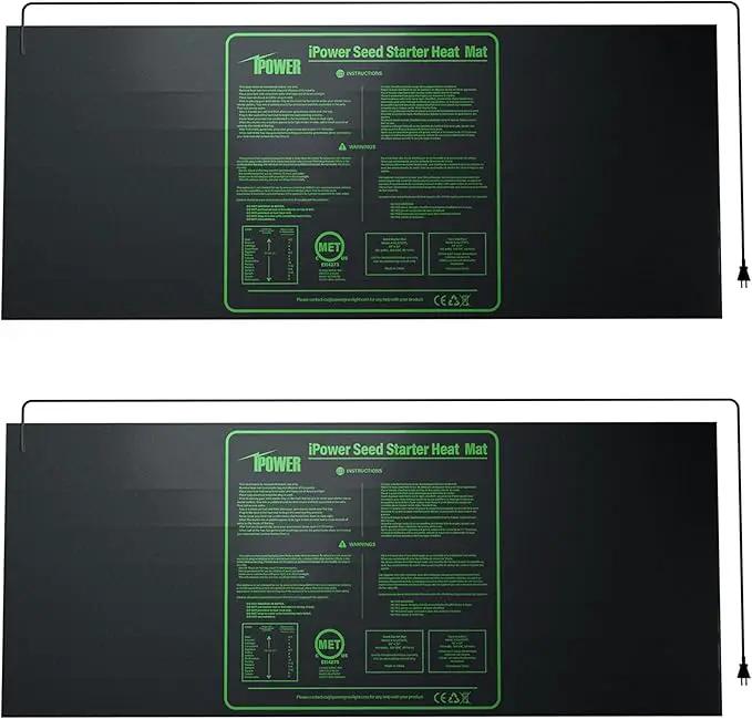 iPower Durable Seedling Heat Mat Warm 48" x 20" - 2 Pack Hydroponic Heating Pad Waterproof for Seed Starting Greenhouse and Germination by GreenHaven Gardens