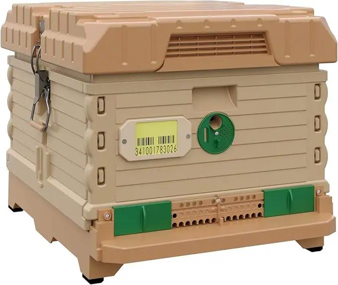 Ergo Insulated 10 Frame Bee Hive Set [NO Frames Included] (Single Hive, Tan Body Green Entrance) by GreenHaven Gardens