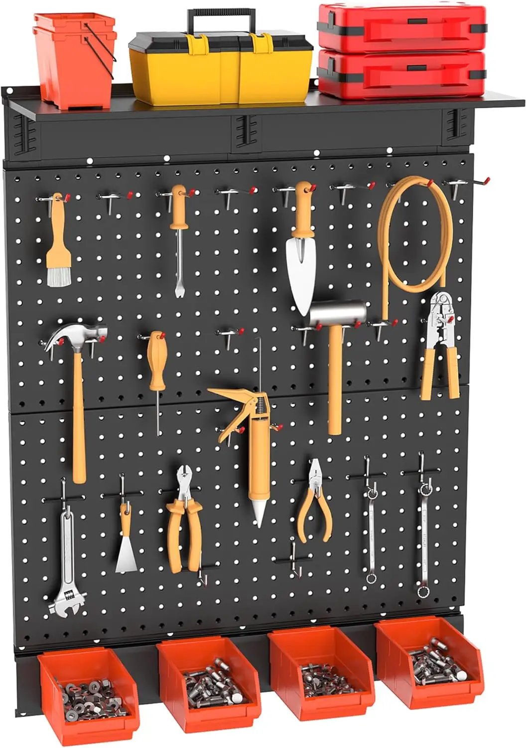 TORACK Garage Metal Pegboard with Accessories, Tools Organizer Peg Board with Pegboard Hooks, Bins, Tool Storage Pegboards for Wall(Black) by GreenHaven Gardens