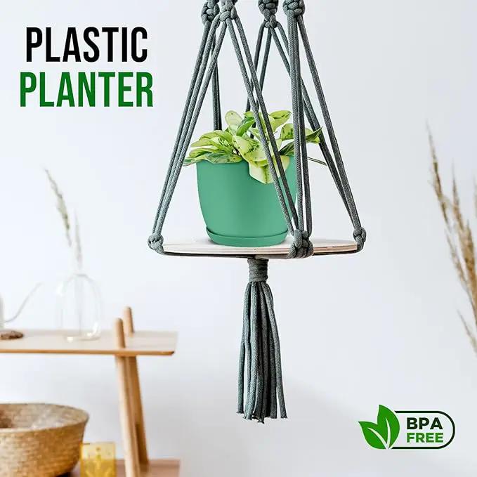 Planter Pots with Drainage Holes - Lightweight, Durable, & Space-Saving Pots for Indoor and Outdoor - Versatile Functionality, Simple Modern Design, Set of 10 Plastic Planter Pots Mint by GreenHaven Gardens