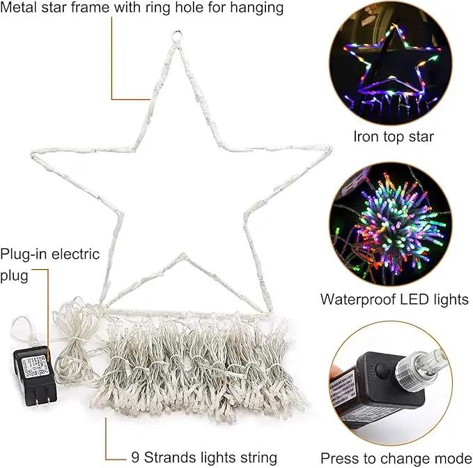 Christmas Decoration Lights, Outdoor Christmas String Lights 320 LED 11.5 Ft Waterfall Tree Lights with Big Star Topper 8 Light Modes for Christmas New Year Holiday Garden Yard Indoor Outdoor Decor by GreenHaven Gardens