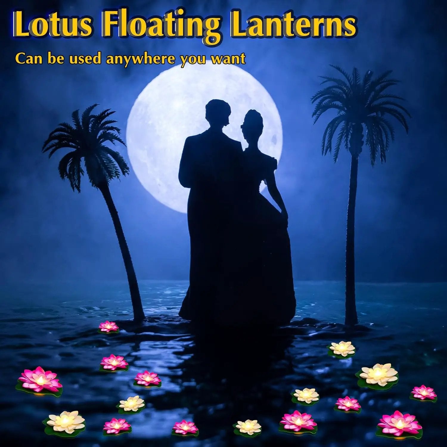 Liliful 24 Pcs Diwali Lotus Decoration Pool Floating Lights, Artificial Flowers Lotus with LED,Lily Pads Water Lantern for Indian Puja Home Decoration(3.94 Inch, 5.91 Inch,White, Pink) by GreenHaven Gardens